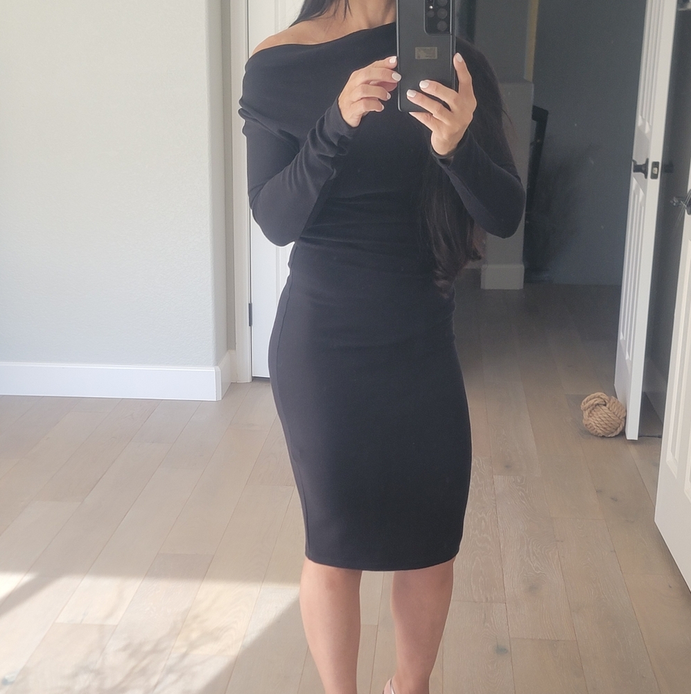 New Zara Off One Shoulder Light Sweater Dress, Size Small